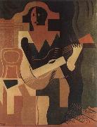 Juan Gris The clown playing Guitar oil on canvas